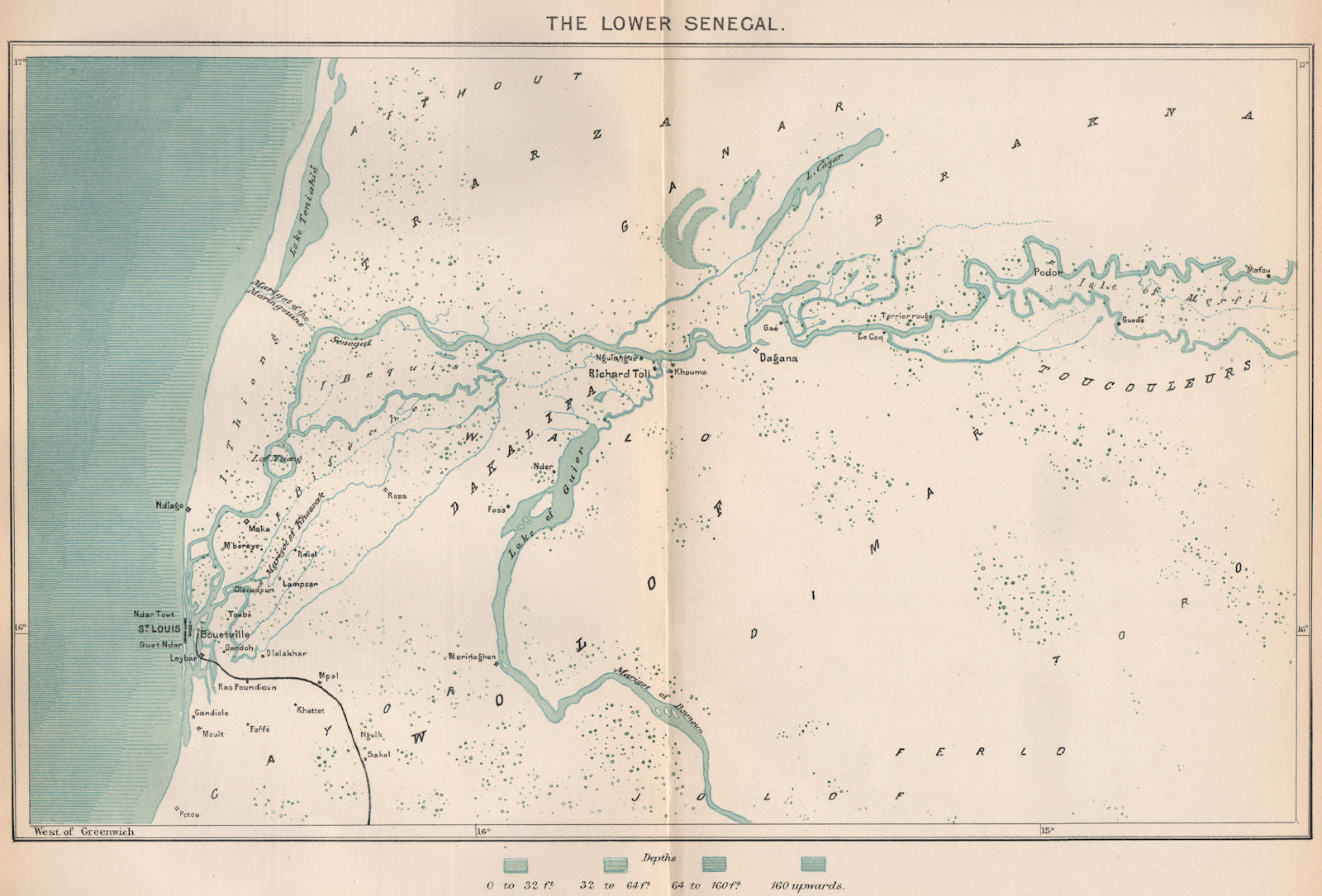 The Lower Senegal. North Senegambia 1885 old antique vintage map plan chart